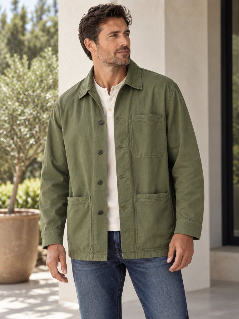Polo Ralph Lauren Men’s 2XLT Twill Utility Chore Jacket Olive Khaki Cotton